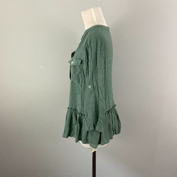 NWT DEREK HEART Green‎ Boho Shirt (L) - Picture 3 of 9